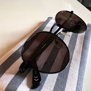 J Crew Black Round Wire-frame Sunglasses